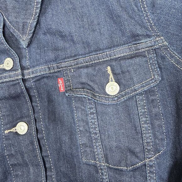 Levi’s Women’s Blue Denim Jean Jacket 3X Button Up Trucker Western Stretch - Picture 4 of 13